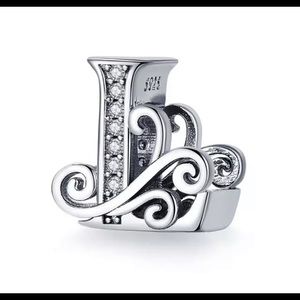 Silver Shiny 26 letter beads fit Pandora Charm Silver 925